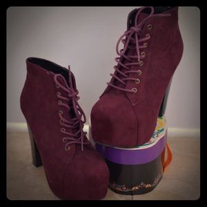 Wine color platform tie up booty